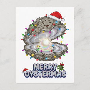 Postal De Invitación Navidad Ostra Crassostrea Santa Sombrero Fiesta 