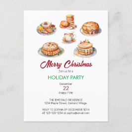 Postal De Invitación Navidades acuarela festín