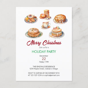Postal De Invitación Navidades acuarela festín