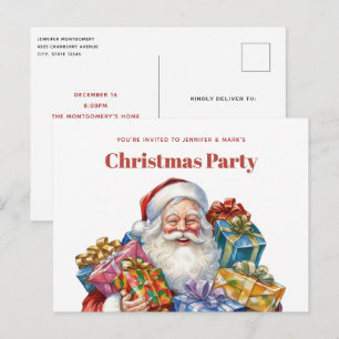 Postal De Invitación Navidades Clásicos de Jolly Santa Claus