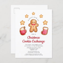 Postal De Invitación Navidades Cookie Exchange Cute Gingerbread Man