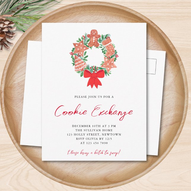 Postal De Invitación Navidades de acuarela Cookie Exchange (Subido por el creador)