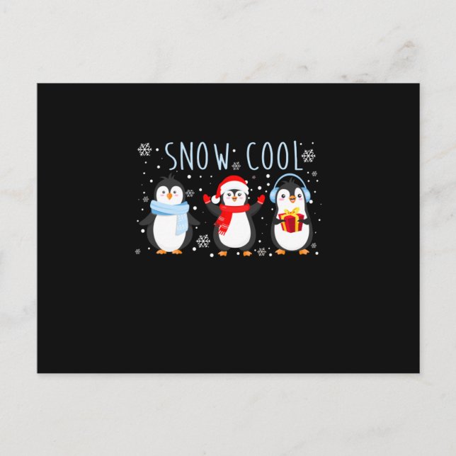 Postal De Invitación Navidades de invierno de Guay con nieve pingüino c (Anverso)