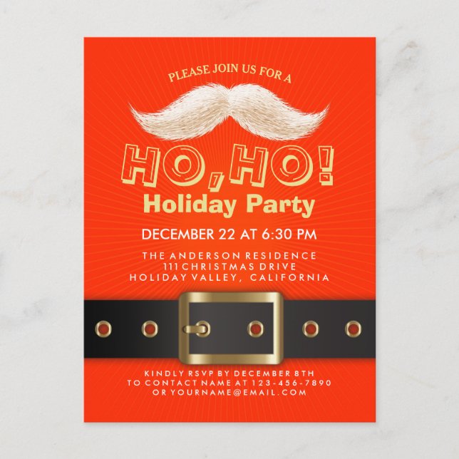 Postal De Invitación Navidades de Santa Suit Ho, Ho, invitan a fiestas  (Anverso)