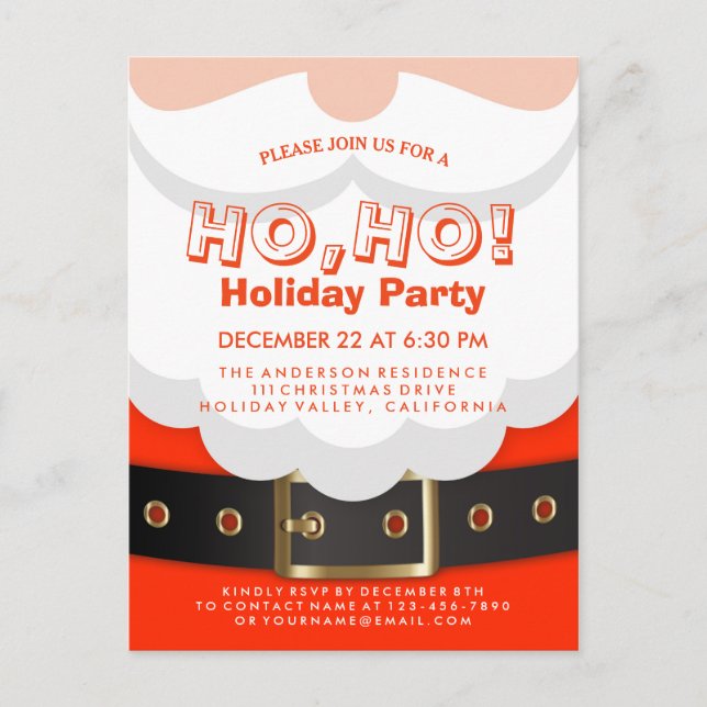 Postal De Invitación Navidades de Santa Suit Ho, Ho, invitan a fiestas  (Anverso)