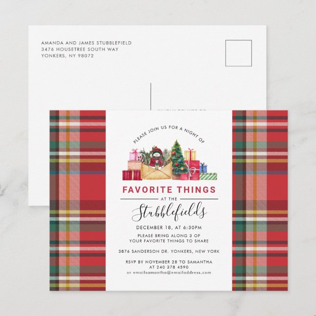 Postal De Invitación Navidades festivos Fiesta cosas favoritas de vacac (Anverso / Reverso)