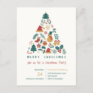 Postal De Invitación Navidades Fiesta Merry en diciembre de invierno