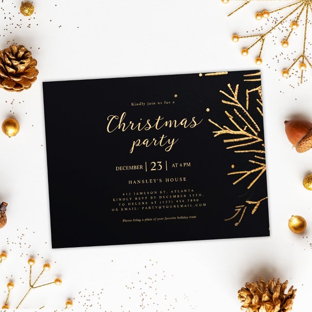 Postal De Invitación Navidades Fiesta vacaciones festivas elegantes y m (Christmas Party Modern Elegant Festive Holiday Invitation Postcard)