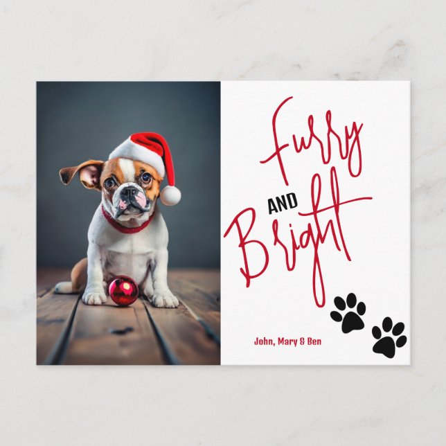 Postal De Invitación Navidades fotográficos de Mascota brillante y mugr (Anverso)