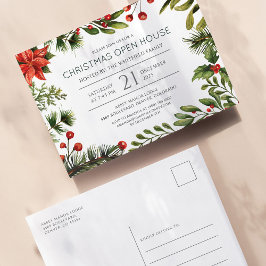 Postal De Invitación Navidades Holiday Open House Red Greenery