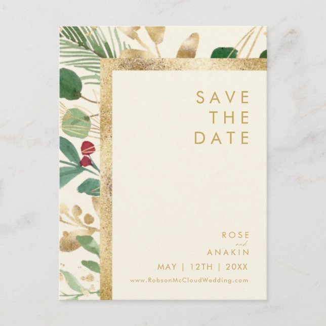 Postal De Invitación Navidades modernos | Cream Save The Date Postcard (Anverso)
