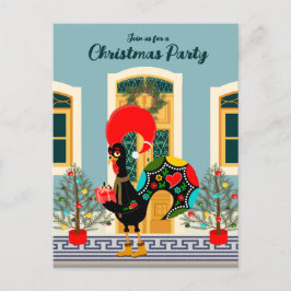 Postal De Invitación Navidades portugueses Fiesta en la Casa con Rooste