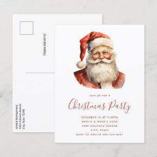 Postal De Invitación Navidades Retro Fiesta Santa Claus