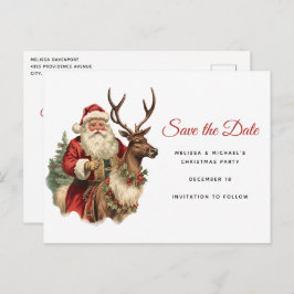 Postal De Invitación Navidades Retro Santa Clásica Guardar la fecha