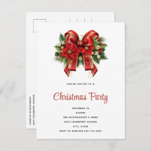 Postal De Invitación Navidades rojos y de oro festivos se doblan Fiesta