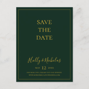 Postal De Invitación Navidades simples Green Save The Date Postcard