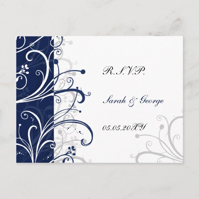 Postal De Invitación navío elegante rsvp (Anverso)