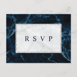 Postal De Invitación Navy Blue Marble Wedding RSVP