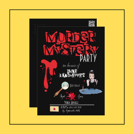 Postal de invitación negra de cumpleaños para el m