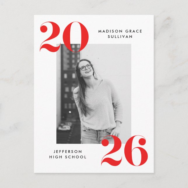 Postal De Invitación Negrita Partido de Graduación de Fotografías con L (Anverso)