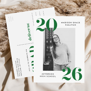 Postal De Invitación Negrita Partido de Graduación de Fotografías Verde