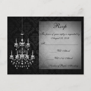 Postal De Invitación Negro con silueta de candelabro blanco