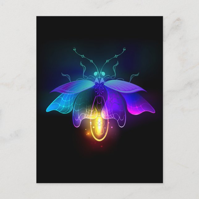 Postal De Invitación Neon Firefly en negro (Anverso)