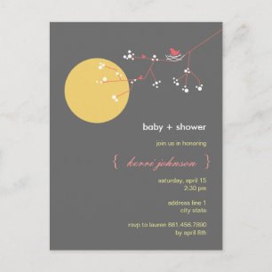 Postal De Invitación Nesting Bird Family Tree Whimsical Baby Shower