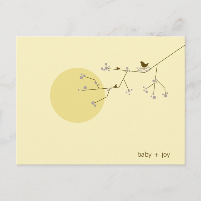 Postal De Invitación Nesting Bird Family Tree Whimsical Baby Shower (Anverso)