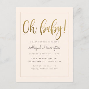 Postal De Invitación Neutral Baby Shower del género del melocotón del