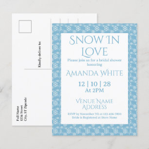 Postal De Invitación Nieve en amor Blue Snowflake Briower