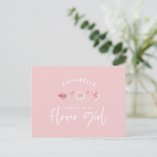 Postal De Invitación Niña flor rosa acuarela floral chic