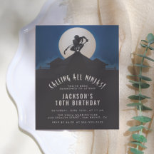 Ninja moderno en un techo por la fiesta de cumplea