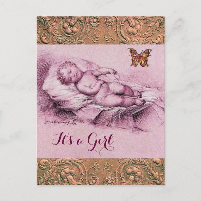 POSTAL DE INVITACIÓN NIÑO DORMIDO, MARFERA, BABY SHOWER DE ROPA FLORAL (Anverso)