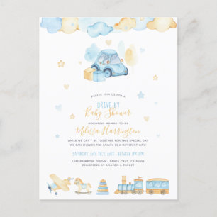 Postal De Invitación Niño Pintado A Mano Juguetes En Baby Shower