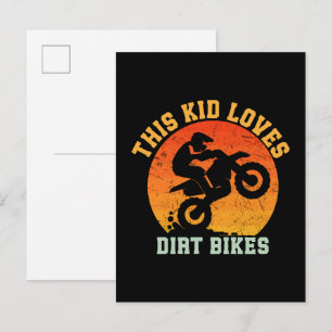 Postal De Invitación Niños Divertida Moto de Cross