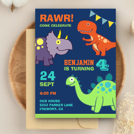 Postal De Invitación Niños pequeños dinosaurios Fiesta de cumpleaños