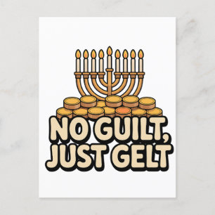 Postal De Invitación No Culpa Solo Dinero Divertido Hanukkah Judío Judí