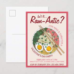 Postal De Invitación No Es Romántico Día de San Valentín Ramen Romántic