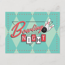 Postal De Invitación Noche de Bolos con Logo Retro