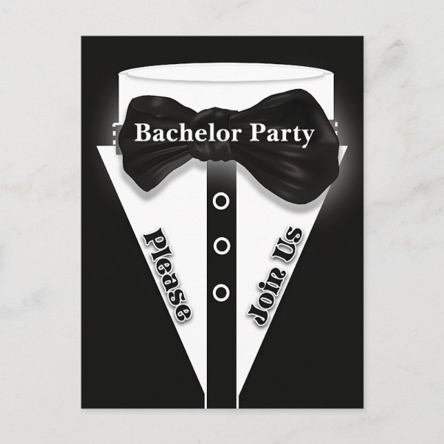 Postal De Invitación Noche de chicos de despedida de soltero esmoquin (Anverso)
