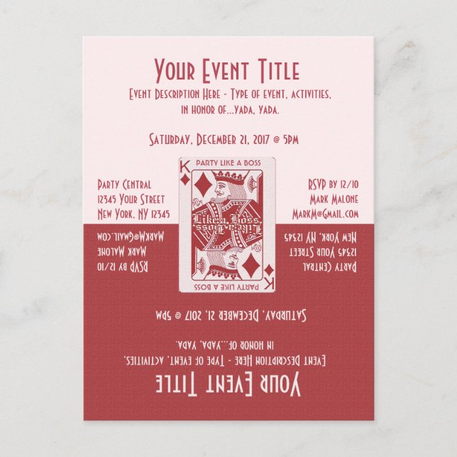 Postal De Invitación Noche de Juegos Divertida Fiesta (Anverso)