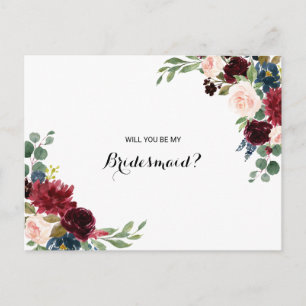 Postal De Invitación Noche Rustic Dazzling Burgundy Bridesmaid