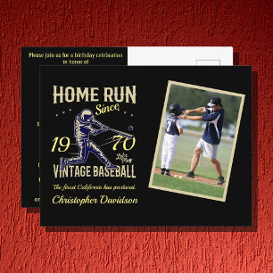 Postal De Invitación Nombre de año de foto de béisbol personalizado Cum