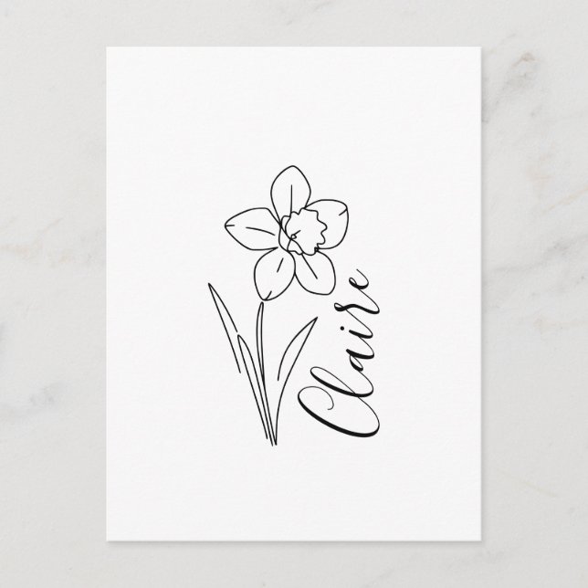 Postal De Invitación Nombre personalizado Marzo daffodil Flor de nacimi (Anverso)