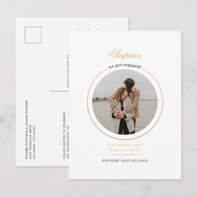 Postal De Invitación Nos Comprometimos Con La Fiesta De Compromiso De F (Anverso / Reverso)