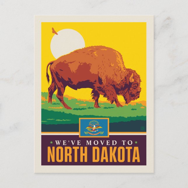 Postal De Invitación Nos hemos mudado a Dakota del Norte (Anverso)