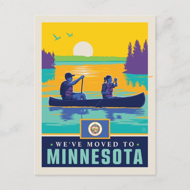 Postal De Invitación Nos hemos mudado a Minnesota (Anverso)
