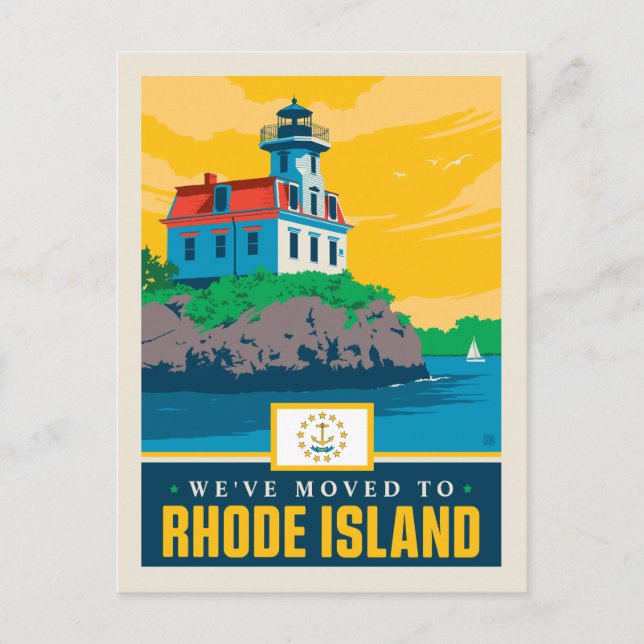 Postal De Invitación Nos hemos mudado a Rhode Island (Anverso)