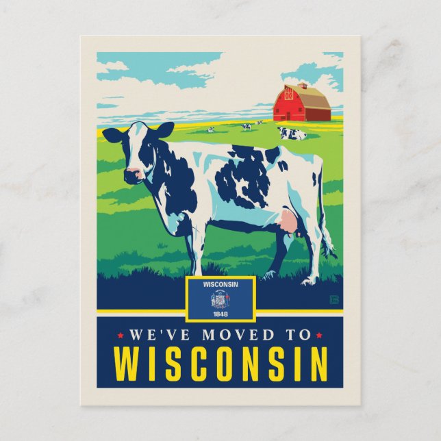 Postal De Invitación Nos hemos mudado a Wisconsin (Anverso)